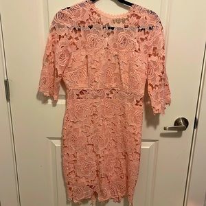 Lulus pink mini lace dress, size -L